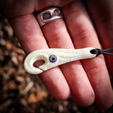 CLEARANCE Etched Manaia Hook Bone Carving Pendant Necklace