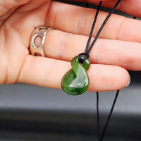 Natural Greenstone Small Twist Pendant Necklace