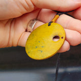 NZ Greenstone Pounamu Disk Pendant Necklace (N422)