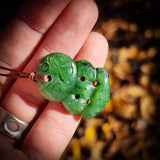 NZ Greenstone Pounamu Small Tiki Pendant Necklace (N834)