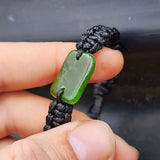 Nephrite Jade / Greenstone One Off Macrame Bracelet (1A3-803)