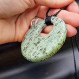NZ Greenstone Pounamu Disk Pendant Necklace (N462)
