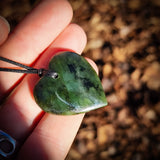 NZ Greenstone Pounamu Heart Pendant Necklace (N894)