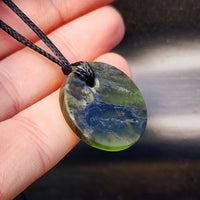 NZ Greenstone Pounamu Disk Pendant Necklace (N311)