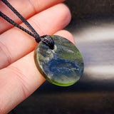 NZ Greenstone Pounamu Disk Pendant Necklace (N311)