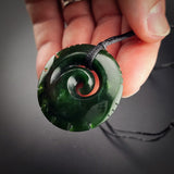 Natural Jade Notched Koru Pendant Necklace (N2187)