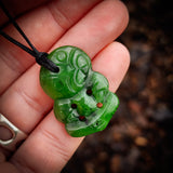 NZ Greenstone Pounamu Tiki Pendant Necklace (N935)