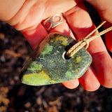 NZ Greenstone Pounamu Freeform Pendant Necklace (N1091)