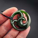 Natural Jade Triple Koru Pendant Necklace (N2141)