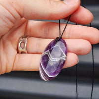 Natural Amethyst Oval Pendant Necklace (1BBB289)