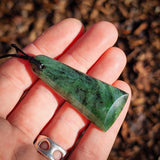 NZ Greenstone Pounamu Toki Pendant Necklace (N943)