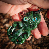 NZ Greenstone Pounamu Tiki Pendant Necklace (N1002)