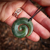 Natural Nephrite Jade Koru Pendant Necklace (N1062)