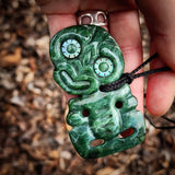 Natural Jade Side Tiki Pendant Necklace (N1132)