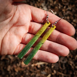 Natural Jade Cylinder Drop Hook Earrings (N1136)