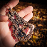 Handmade Copper & Natural Raw Tourmaline Wire Wrap Necklace