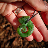 Natural Nephrite Jade Lizard Koru Pendant Necklace (N968)