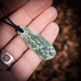 NZ Greenstone Pounamu Natural Freeform Pendant Necklace (N858)