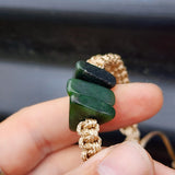 Nephrite Jade / Greenstone One Off Macrame Bracelet (1A3-806)