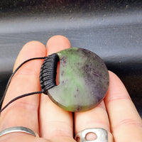 NZ Greenstone Pounamu Oval Plate Pendant Necklace