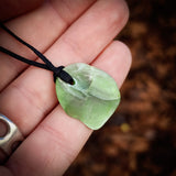 NZ Greenstone Pounamu Natural Freeform Pendant Necklace (N844)
