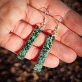 Natural Turquoise Rectangle Hook Earrings (E112)