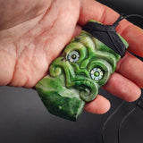 Natural Jade Tiki Toki Pendant Necklace (N2160)