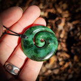 NZ Greenstone Pounamu Koru Pendant Necklace (N895)