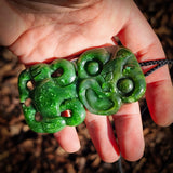 Natural Nephrite Jade Hei Tiki Pendant Necklace (N969)