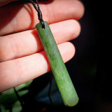 Nephrite Jade / Greenstone Cylinder Toki Pendant Necklace (P5B2)