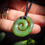 Nephrite Jade / Greenstone Carved Koru Pendant Necklace (N507)
