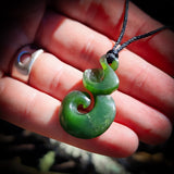 NZ Greenstone / Pounamu Infinity Koru Pendant Necklace (N685)