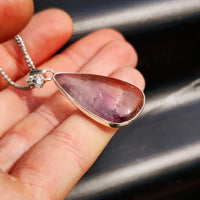 Silver Plated Natural Amethyst Handmade Pear Shaped Necklace (30X46)
