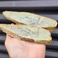 691g Raw New Zealand Greenstone / Pounamu Carving Slices (R14B228)