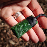 NZ Greenstone Pounamu Etched Toki Pendant Necklace (N1095)