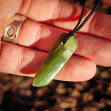 NZ Greenstone Pounamu Natural Freeform Pendant Necklace (N986)