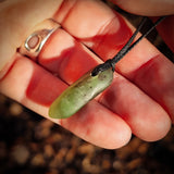 NZ Greenstone Pounamu Natural Freeform Pendant Necklace (N975)
