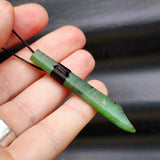 NZ Greenstone Pounamu Toki Pendant Necklace (N156)
