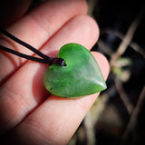 NZ Greenstone / Pounamu Small Heart Pendant Necklace (N780)
