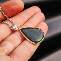 Silver Plated Natural Greenstone Handmade Irregular Shaped Necklace (30X35)