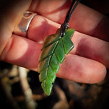 NZ Greenstone / Pounamu Fern Pendant Necklace (N776)