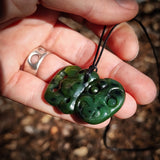 Natural Jade Hei Tiki Pendant Necklace (N1202)