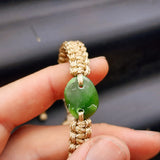 Natural Greenstone One Off Macrame Bracelet (1A3-794)
