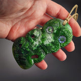 Natural Jade Hei Tiki Pendant Necklace (N2170)