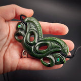 Natural Jade XL Double Sided Double Manaia Pendant Necklace (N2221)