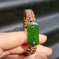 Natural Greenstone One Off Macrame Bracelet (1A3-777)