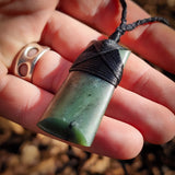 NZ Greenstone Pounamu Toki Pendant Necklace (N885)