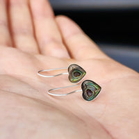 Solid 925 Sterling Silver & Paua Heart Hook Earrings