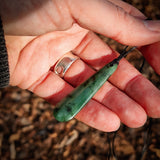 NZ Greenstone Pounamu Drop Pendant Necklace (N994)