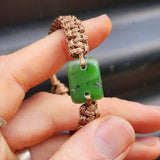 Natural Greenstone One Off Macrame Bracelet (1A3-768)